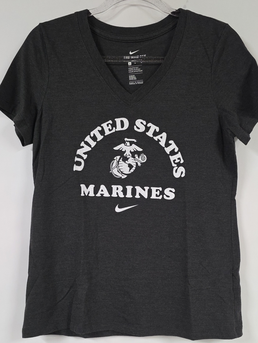 The Nike Tee Ladie's Dark Grey with United States Marines Corps Logo - Size M